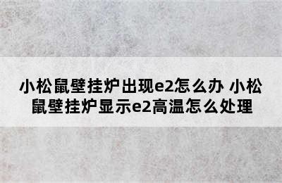 小松鼠壁挂炉出现e2怎么办 小松鼠壁挂炉显示e2高温怎么处理